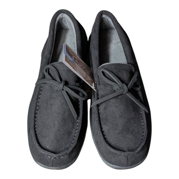 Lazy Steps Men's Moccasin Slippers - Size 10 - Black - New - Indoor/Outdoor - Picture 2 of 7